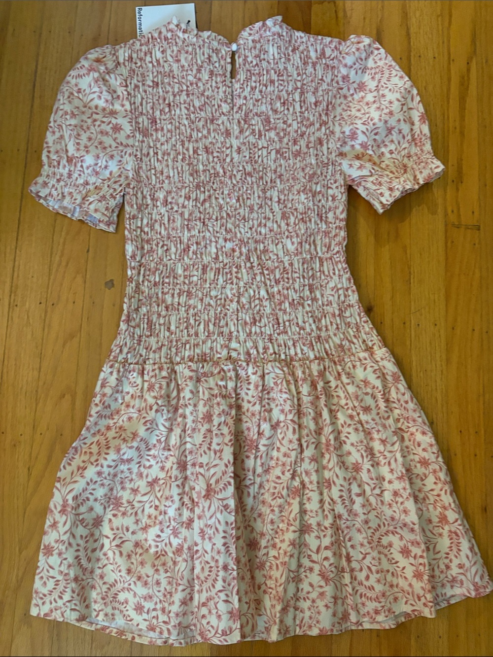 Reformation Ivory Combo Floral Smocked Mini Dress - Picture 7 of 8